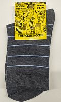 Носки жен. ХЛ-Ж "Узкая полоска" 2 слож. 01033 3 кат. Меланжевая серый